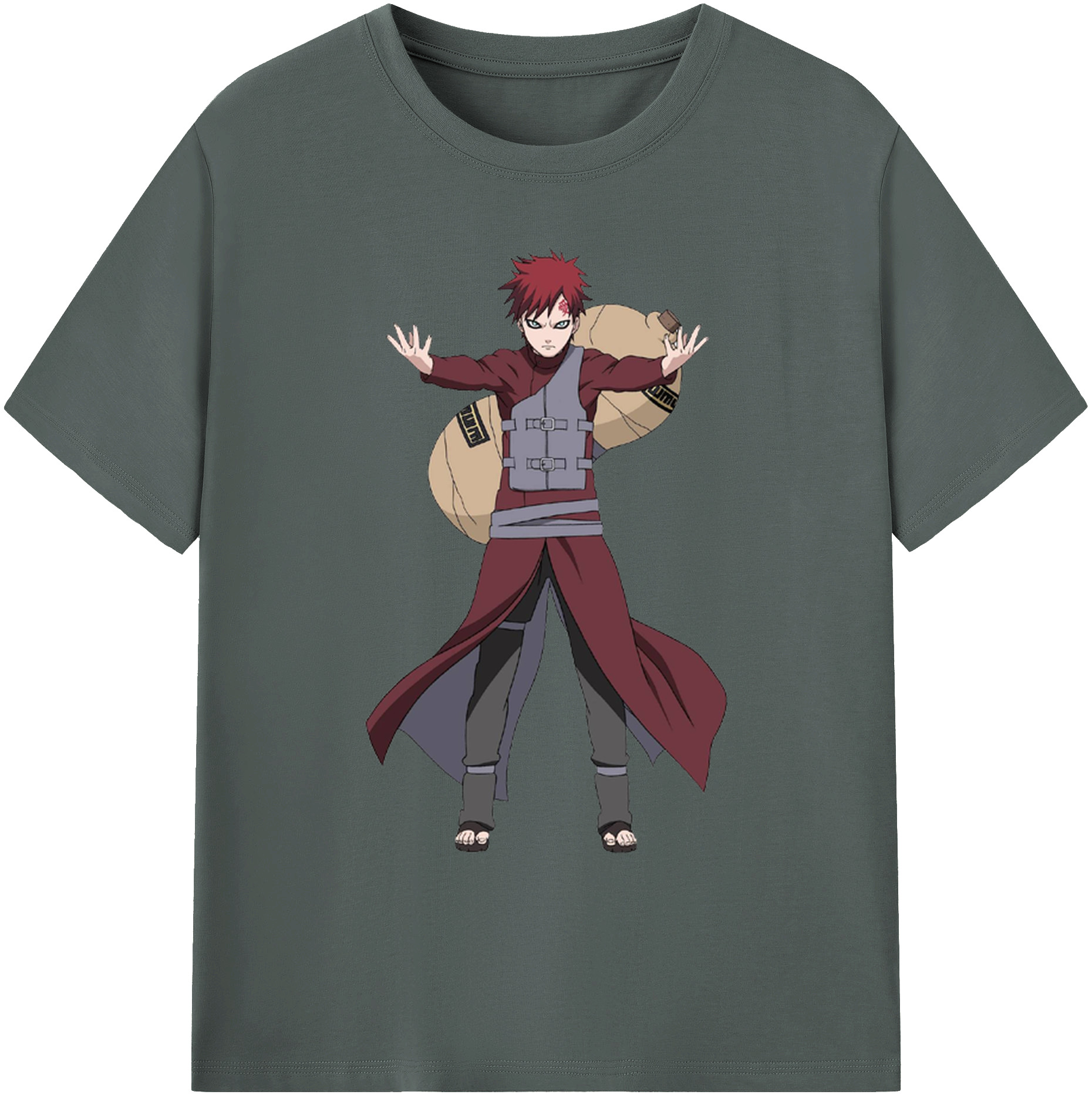 （画像用） NARUTO -ナルト- ガアラ Gaara 綿100％ メンズ半袖Tシャツ｜肌触りやわらか＆通気性